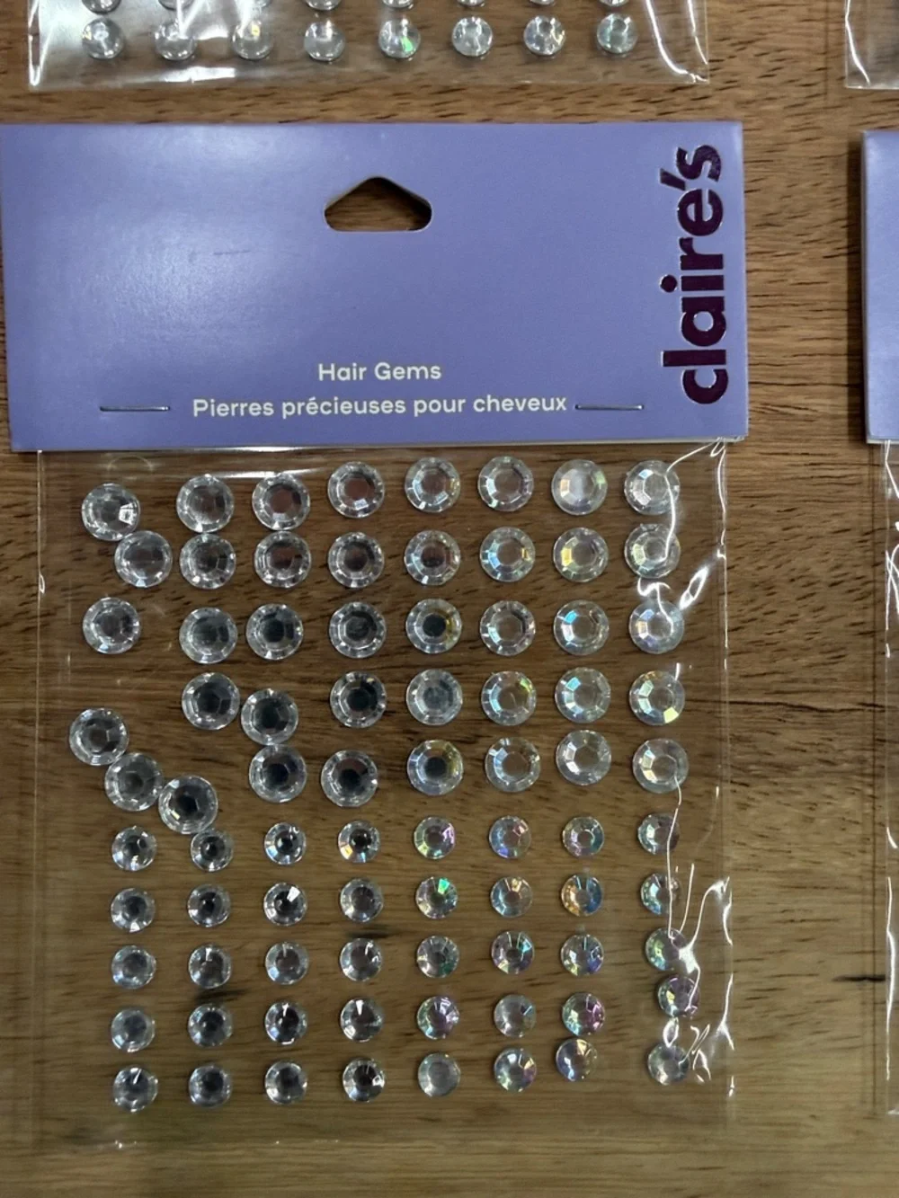 Claire's Clear Iridescent Adhesive Hair Gems